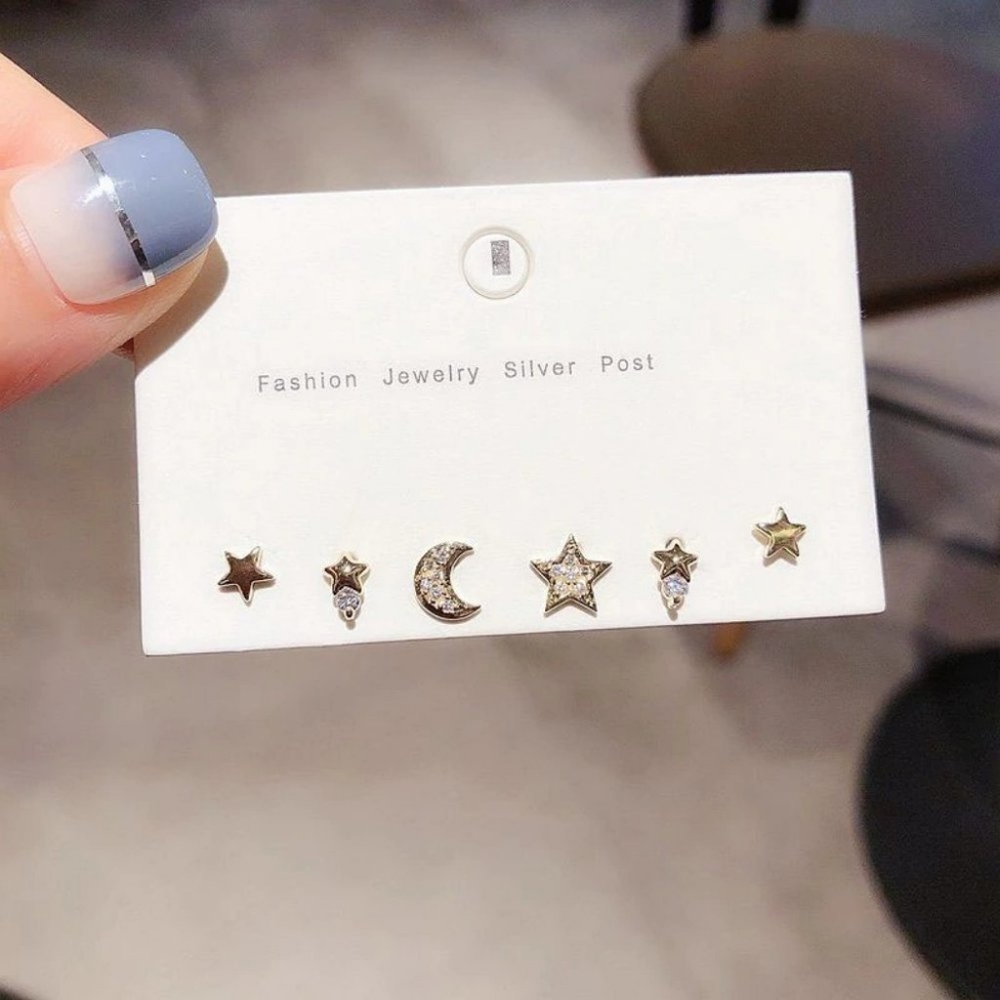 NEW [3 Pairs] 925 Sterling Silver Star Earrings O